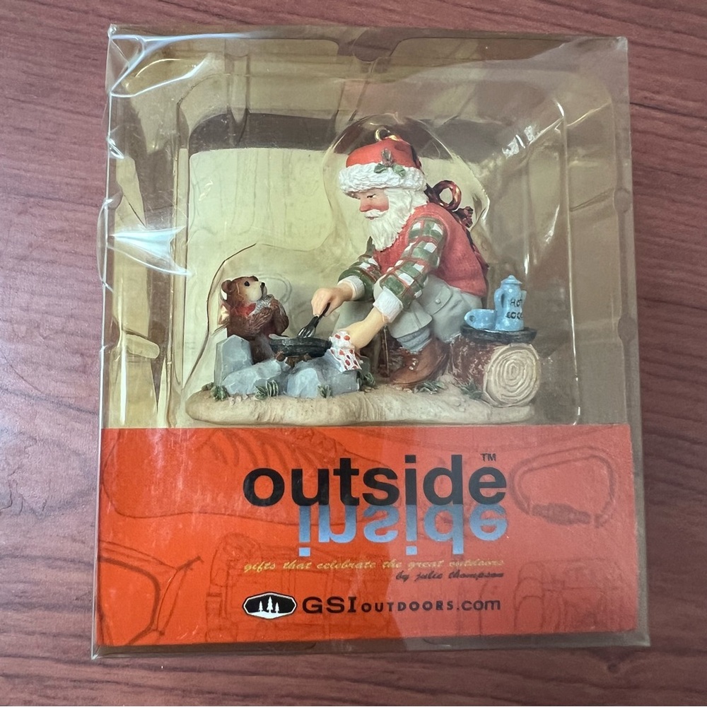 GSI Outdoors Christmas Ornament Santa with Campfire & Bear Cub Camping Holiday